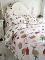 Korean style small fresh princess wind cotton bed four-piece bedspread three-piece 100 cotton bed skirt quilt cover