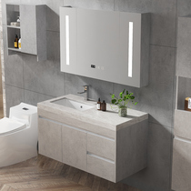 Solid wood bath cabinet combination toilet thickened rock plate handwashing face basin Home modern minimalist smart wash stand