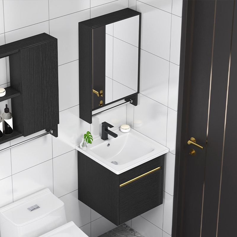 Small Household Solid Wood Bath Cabinet Home Dressing Room Washbasin Modern Minima Light Lavish Hanging Wall Style Wash Table Combination