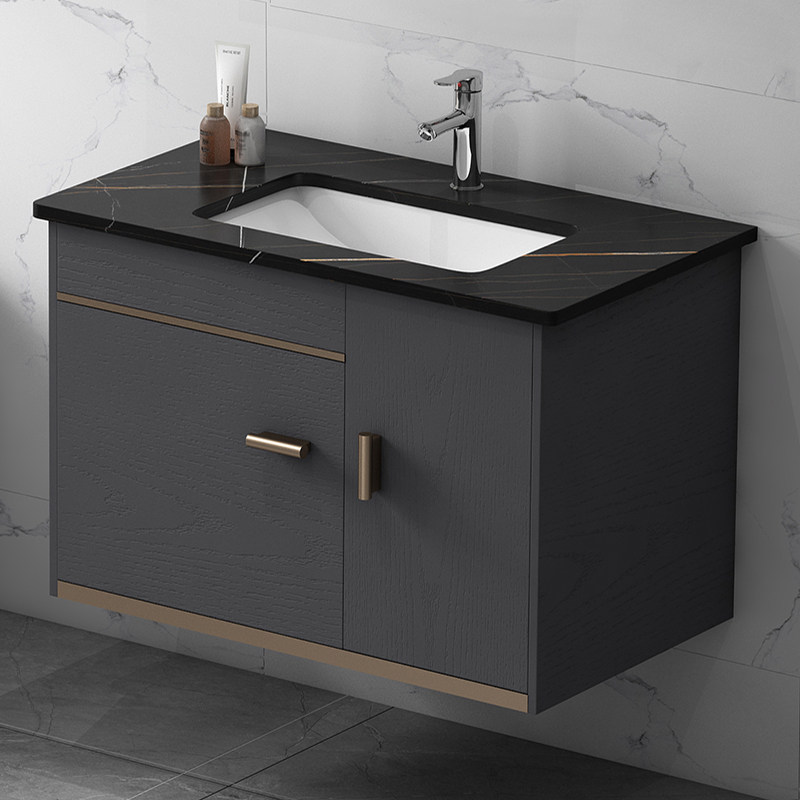 Rock plate solid wood bath cabinet modern minimalist hanging wall-style washbasin cabinet small family style home dressing room washstand
