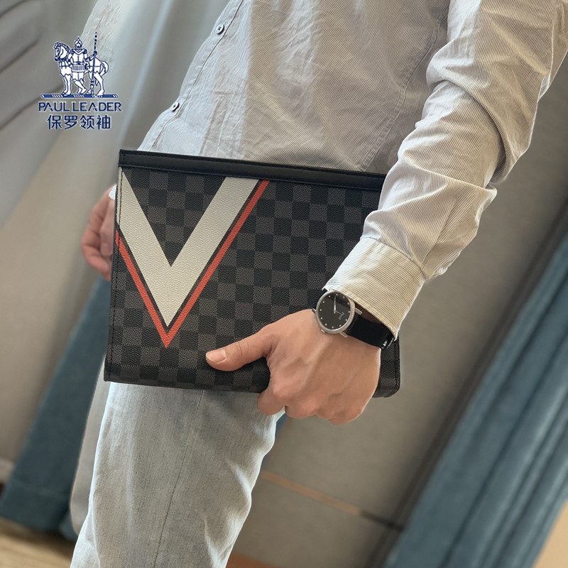 European station luxury men's bag 2022 new handbag for European and American men's envelope bag with real leather handbag