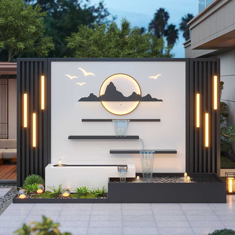 304 Stainless Steel Outdoor Courtyard Water Feature Curtain Wall Flowing Water Screen Partition Garden Villa Landscape Fish Pond Landscaping