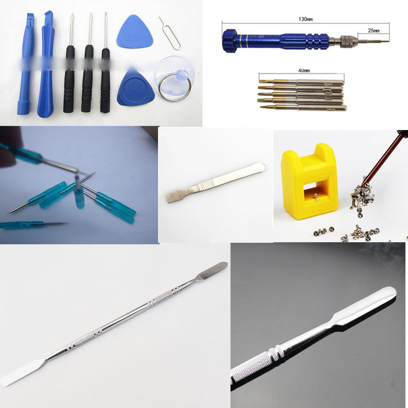 Various repair tools Screwsers Detach Rods Triangle Slewbars Twezers Suction Disc Take Needs Scraper