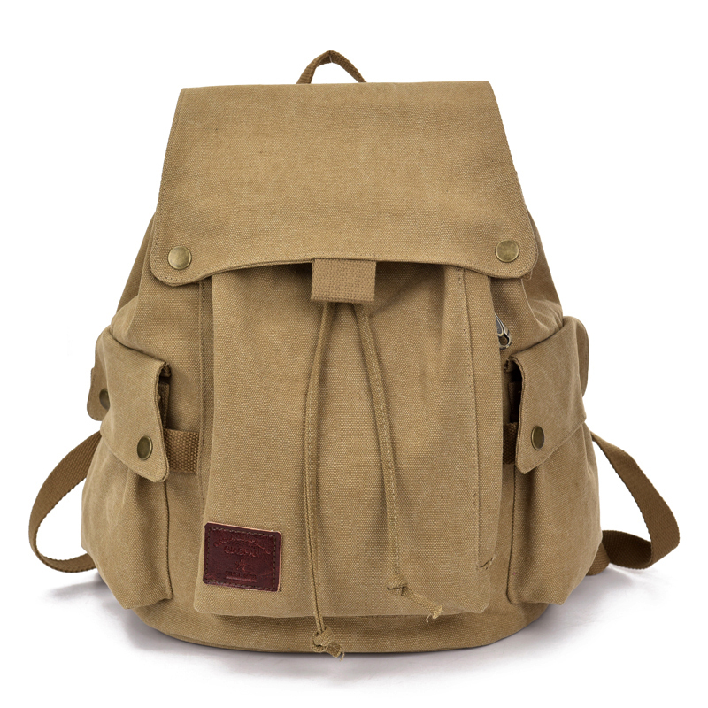 Canvas Backpack for Women, Retro Style, Casual Travel Drawstring Backpack for Men, Niche Japanese-Style Artistic College Student Bag