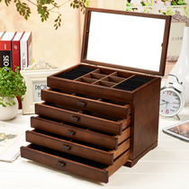 Jewelry box antique Chinese style jewelry storage box multi-layer wooden European earrings jewelry box large capacity household