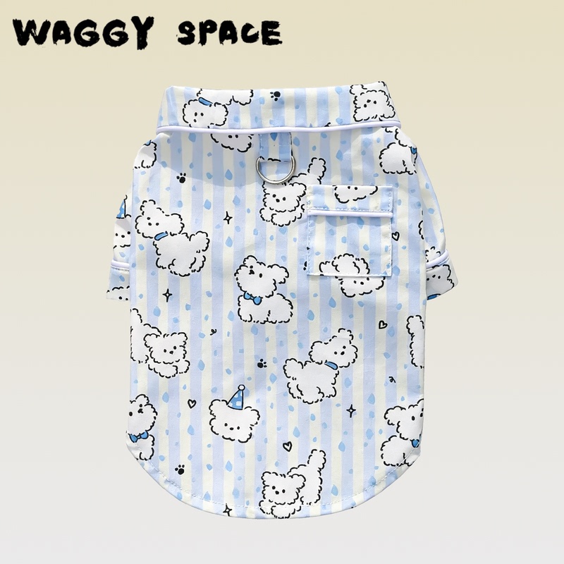 Rocking Tail Space "Brown Bear Diary" Pure Cotton Gauze Shirt for Dogs and Cats, Cute Summer Thin Style for Early Autumn Wear