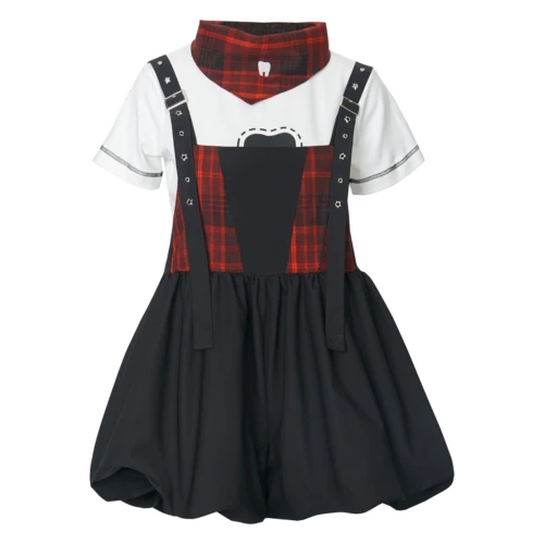 Готов к отправке [Тайный остров сказок] Цветочные кюлоты, зубчатые футболки, повседневные 𫔮костюмы для черно-белых пар