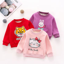 Baby clothes plus velvet base shirt autumn and winter New Baby childrens clothing boys and girls T-shirt thick warm coat