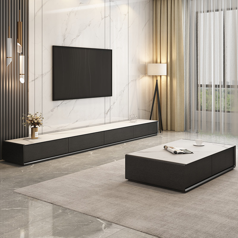 Slate TV cabinet coffee table combination modern minimalist small apartment floor cabinet Nordic living room minimalist light luxury TV cabinet