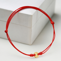 999 full gold coin year of life red rope bracelet Female gold bracelet braided couple red rope anklet