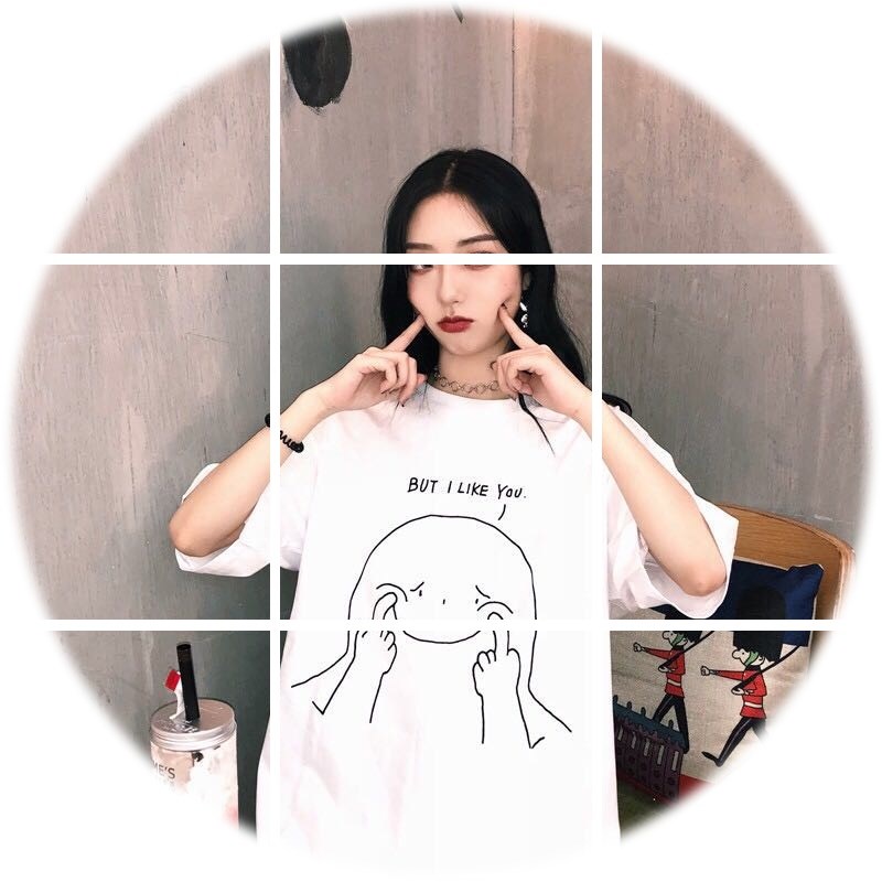 Xia Han version original Cebu Wind bf loose 100 Thinths Smell Teenage Girl Short Sleeve T-shirt Female Middle Sleeve Students Mid-Length