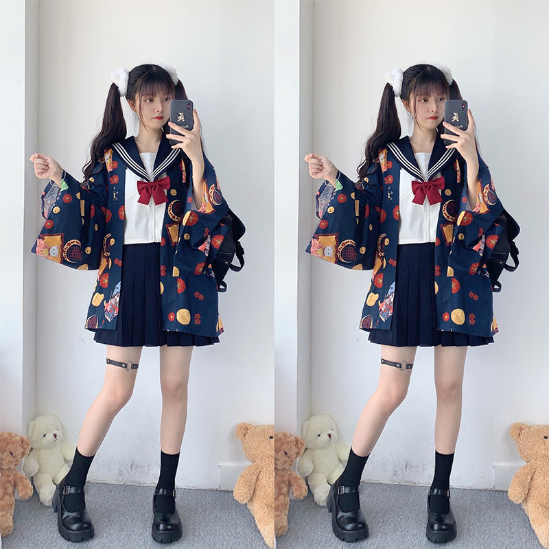 2023 New Soft Girl Style Cute Sweet JK Outerwear Haori Cardigan Ancient Style Modified Hanfu Taoist Robe Sun Protection Clothing Trendy