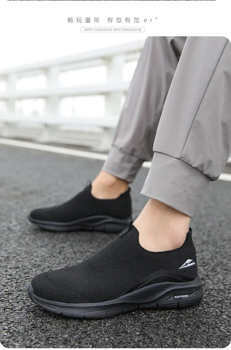 Энергичный обувь 外贸男鞋一脚蹬懒人鞋中老年春秋季网面鞋透气轻便舒适运动健步鞋 Other