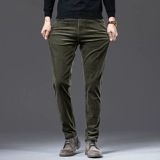 Мужские вельветовые осенние штаны, флисовый бархатный демисезонный бархат для отдыха, свободный прямой крой