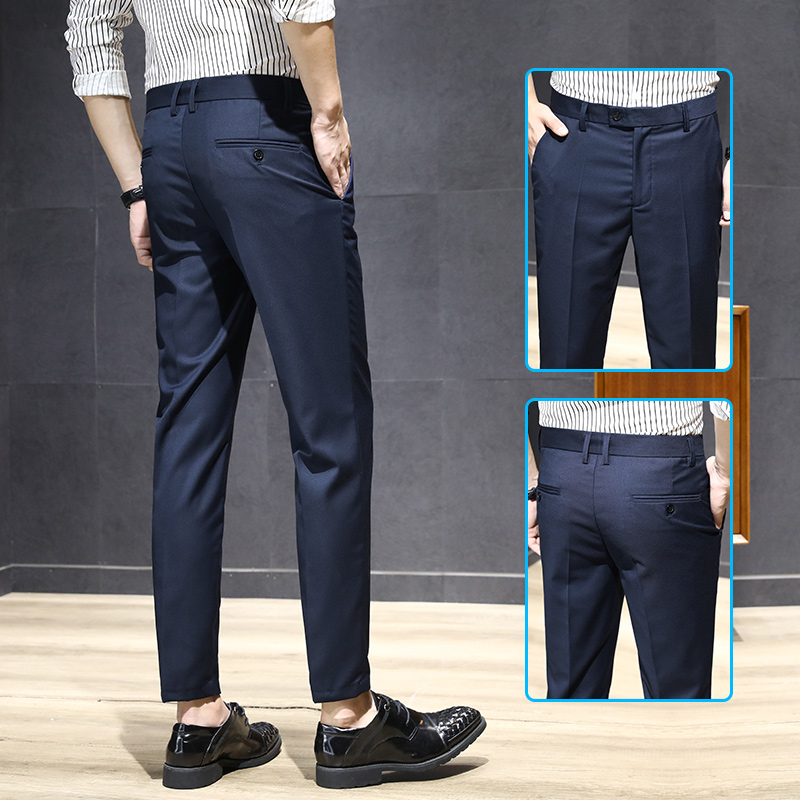 Ice Silk Little Western pants Men's 90% Pants Summer Pituality 100 Lap Straight Cylinder Conspicuality High Business Casual Spring Autumn Cash Men's Pants