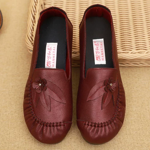 Обувь, комфортные нескользящие туфли для матери, 2021 года, из натуральной кожи, мягкая подошва