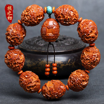 Olive stone carved bracelet 2 1 large seed hand-carved Kowloon bead core carvings playing olive Hu Kowloon bracelet for men
