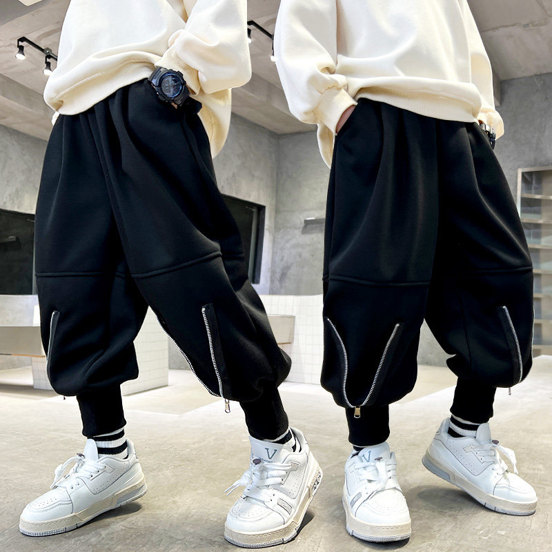 Boy gush pants autumn loaded with foreign air 2023 new CUHK youngish loose radish pants boy Spring and Autumn Pants Tide-Taobao