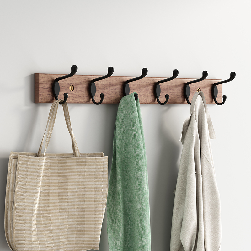 Solid Wood Coat Hooks, No-Drill Hooks, Door-Back Clothes Hooks, Hanging Hooks, Fitting Room Hooks, Wooden Hooks