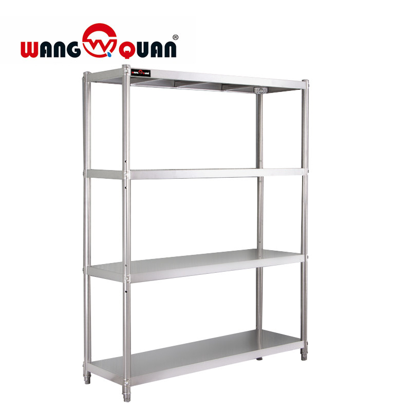 wangquan stainless steel shelf kitchen shelf four-layer thickened floor shelf canteen hotel storage shelf