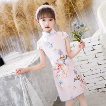 Girls Cheongsam Summer 2021 New Girl Children Chinese Style Vintage Modified Dress Baby Walk Show