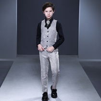 Boys dress childrens suit vest suit catwalk piano performance handsome big child suit summer