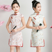 Girls Cheongsam Summer Chinese Style Little Girl Childrens Cheongsam Dress Female Baby Baby Improved Dress Thin Dress