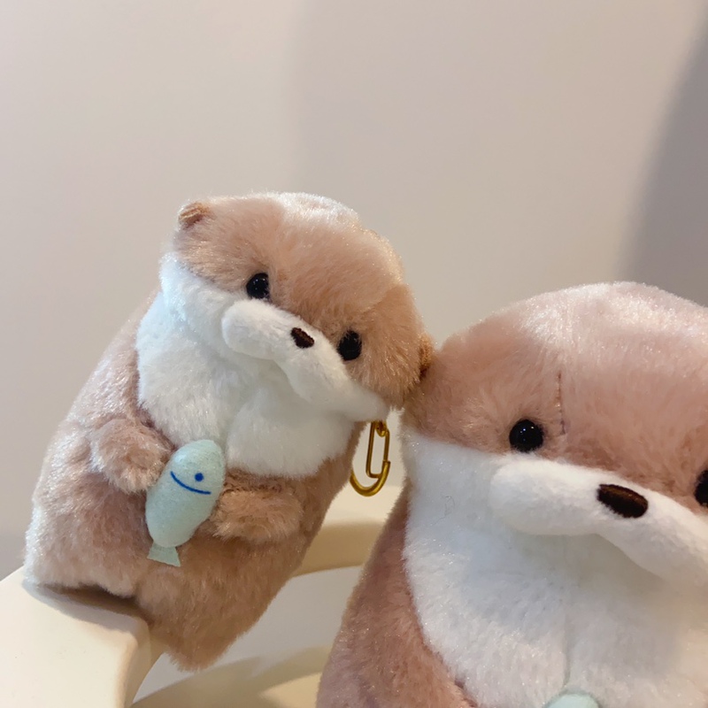 Japanese Amuse Little Otter Holding Fish Plush Toy Doll Pendant Gift from Li Can Sea Otter Beaver