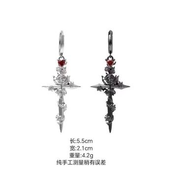 Forbidden Rose Dark Gothic Cross Earrings Ear Clips Original Niche Design Minimalist Style High-End Ear Clips Earrings