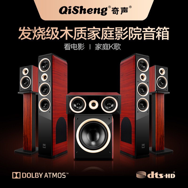 Qisheng Chic Sound HQX Home Cinema 5 1 Speaker Suit Home High Fidelity Wood-burning Grade Acoustics