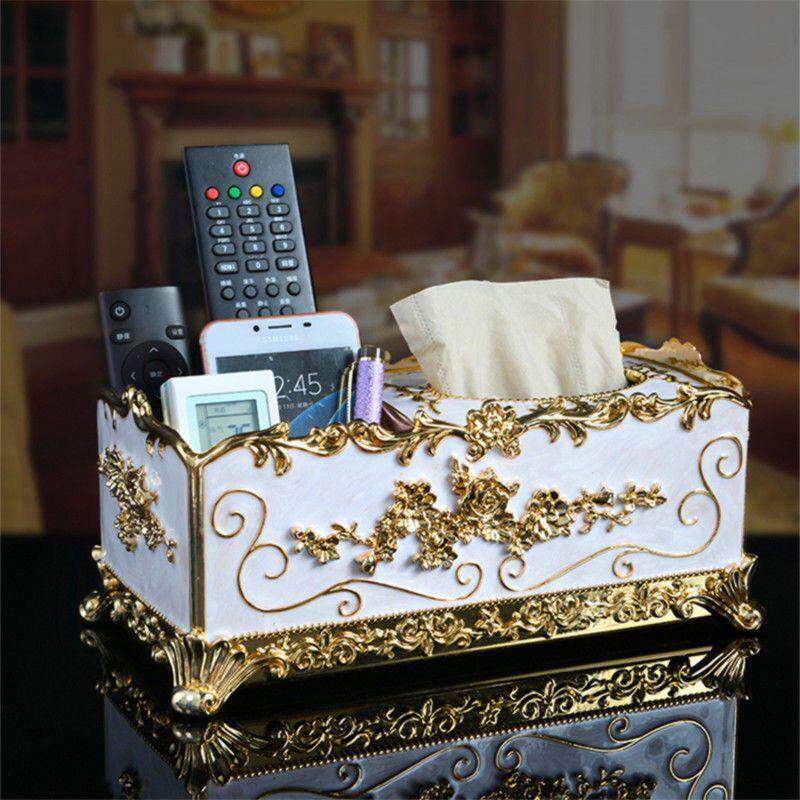 European style tissue box living room draw paper box creative napkin home coffee table multi-function remote control table storage box