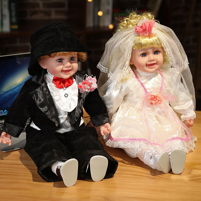 Princess Anna's intelligent foreign doll cloth dolls wool suede toy wedding dress Wedding Dress Press-Bed Dolls Doll Pair