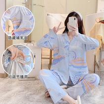 2022 new confinement clothing thin breastfeeding pajamas for pregnant women pregnant women waiting for delivery spring and summer breastfeeding home clothes