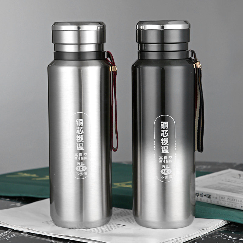 Portable insulated water cup 304 stainless steel men's high-grade tea cup large cup with rope large-capacity kettle