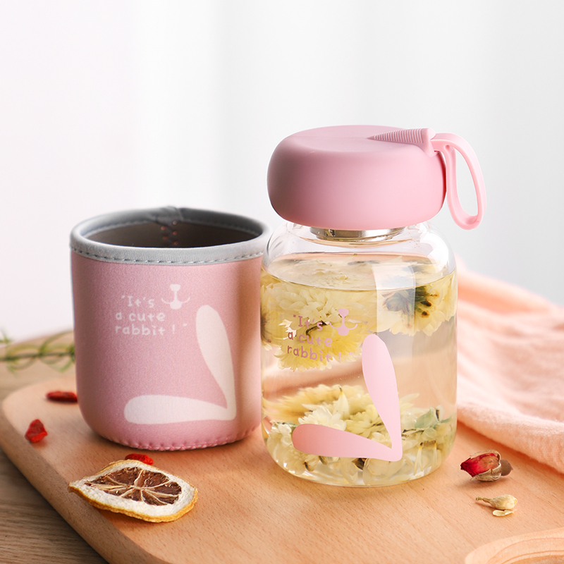 High value glass water cup lady cute mini portable heat-resistant bubble cup student drinking water cup 2021 new model