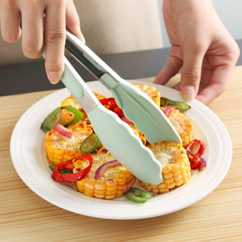 Silicone barbecue clip stainless steel barbecue steak clip anti-scalding household bread fruit dining room large clip buffet