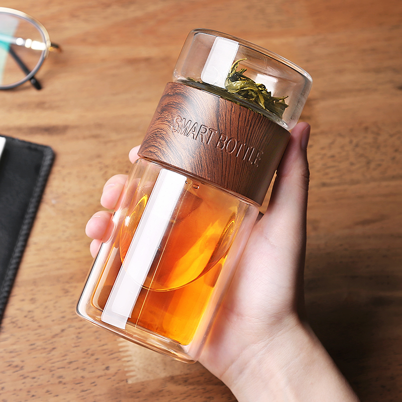 Tea water separation glass water glass ladies small cups personal special upscale insulation mesh red summer tea cup men