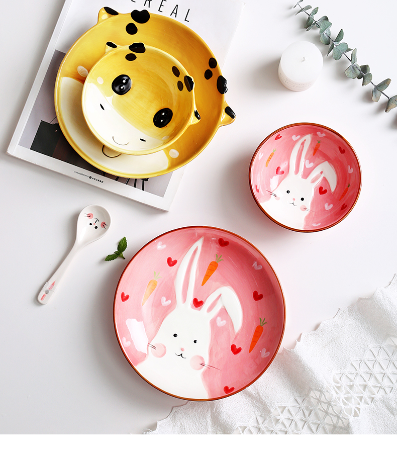 Web celebrity creative lovely ceramic tableware cartoon children points tray was baby home plate nice dishes for dinner