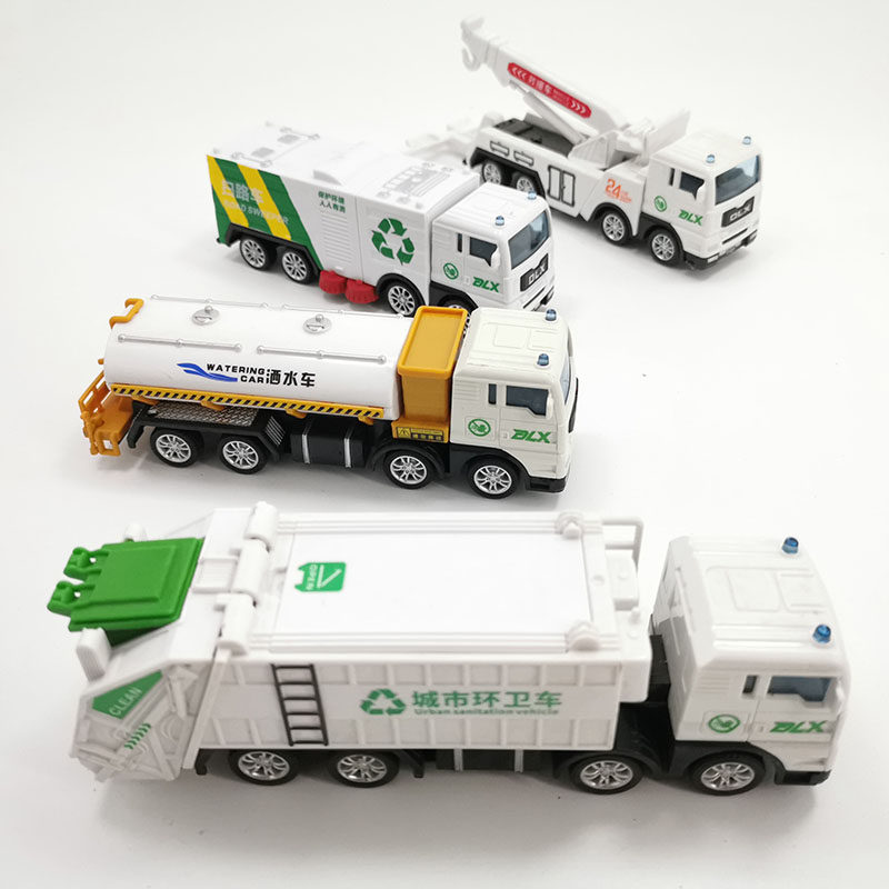 Sanitation vehicle toy children's garbage truck Delixin simulation model boy road sweeper sprinkler rescue engineering vehicle
