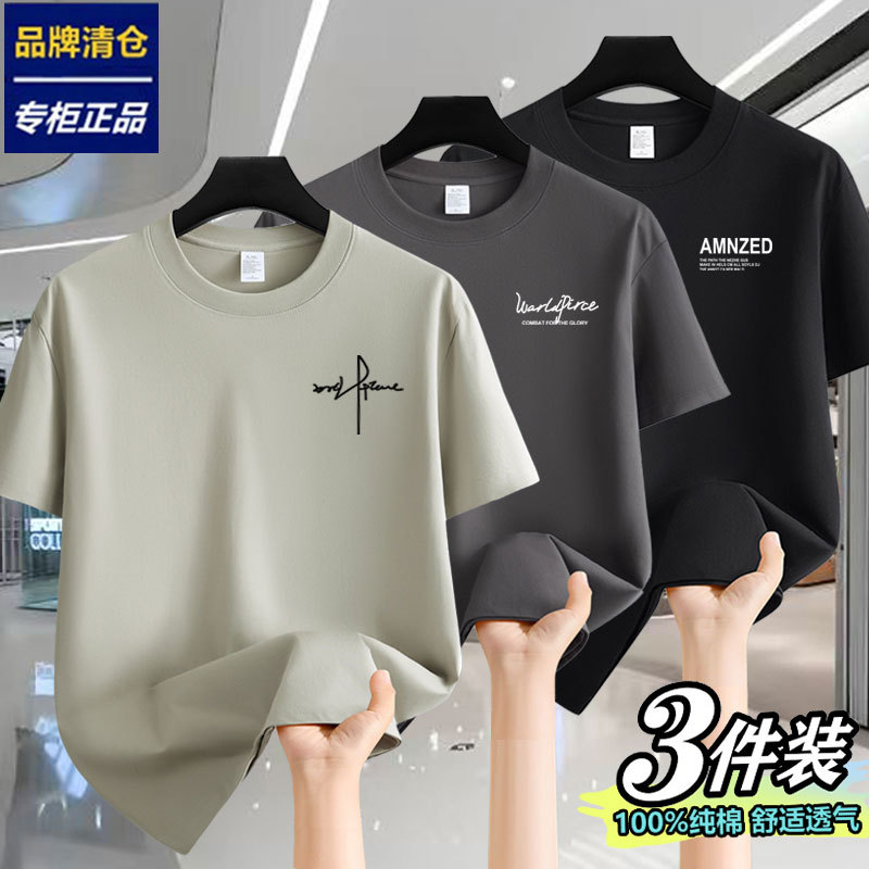 Hailan Brand Short-Sleeved T-Shirt Men's Summer Pure Cotton 2026 New Round Neck Casual Versatile T-Shirt Summer Top Trendy