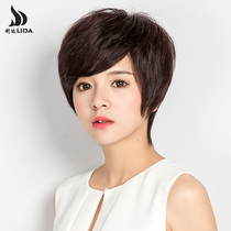 Lida hand-woven real hair wig Female short hair short straight hair real hair full head cover type middle-aged and elderly mother wig cover