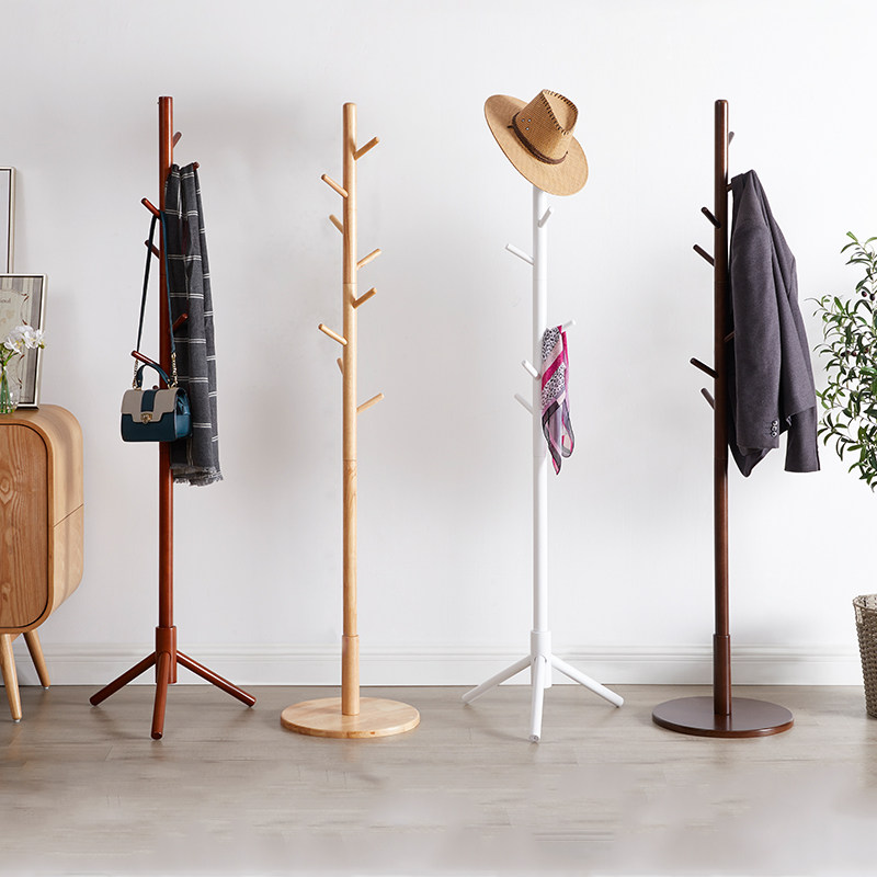 Solid wood Clothes hat rack floor clothes Vertical bedroom hanging clothes hanger Sub office Racks Brief Modern Beech Wood Racks-Taobao