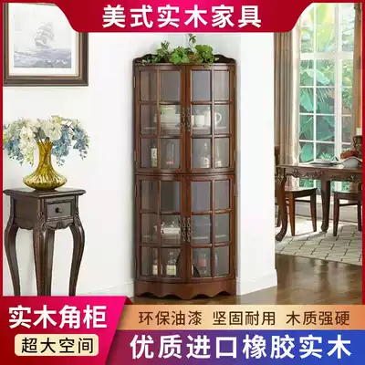 Natural Fu solid wood corner cabinet triangle cabinet living room rack wine cabinet corner cabinet corner corner cabinet