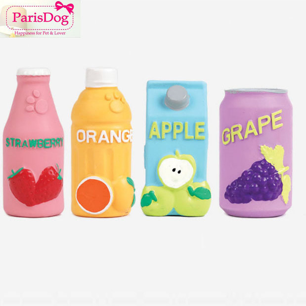 Korean counter parisdog pet dog teething latex fruit drink bottle bite-resistant sound toy teething glue