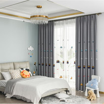 Cartoon car childrens room curtains Boy girl room Bedroom bay window shading short curtains Simple modern cloth