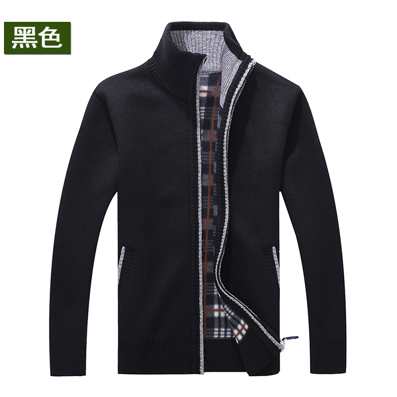 Đặc biệt hàng ngày mùa thu và mùa đông áo len nam cộng với nhung dày áo len nam đứng cổ áo dây kéo cardigan ấm áo len áo khoác