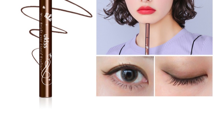 Lắc giọng chín khuyên dùng bút kẻ mắt UKISS không thấm nước và không thấm mồ hôi không nở màu đen và nâu lười phù hợp với người mới - Bút kẻ mắt chì kẻ mắt vacosi