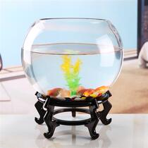 Creative round a glass fish tank transparent large table top thick Turtle Bowl goldfish tank hydroponic living room feng shui trick