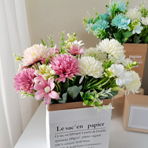 Shihijijia Oil Painting Chrysanthemum Flowers FRESH SINGLE Fake Flowers Emulation Bouquet plastic Decorative Inserts Floral Silk Bouquet 649