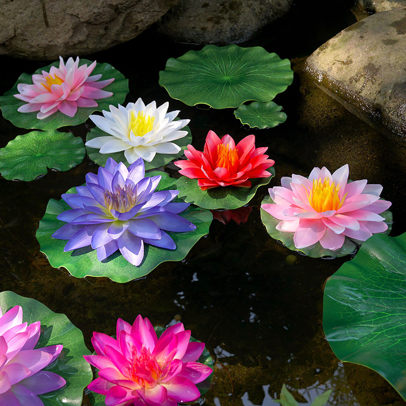 Fake Sleeping Lotus Emulation Lotus Leaf Lotus Leaf Water Pond Decoration Silk Cloth Surface Fish Tank Floating Dance Props For The Buddha Lotus Flower